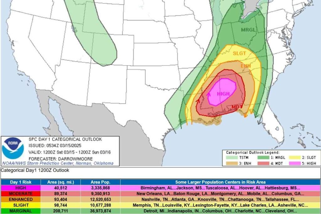 severe thunderstorm warning issued for parts of alabama.​